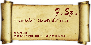 Frankó Szofrónia névjegykártya